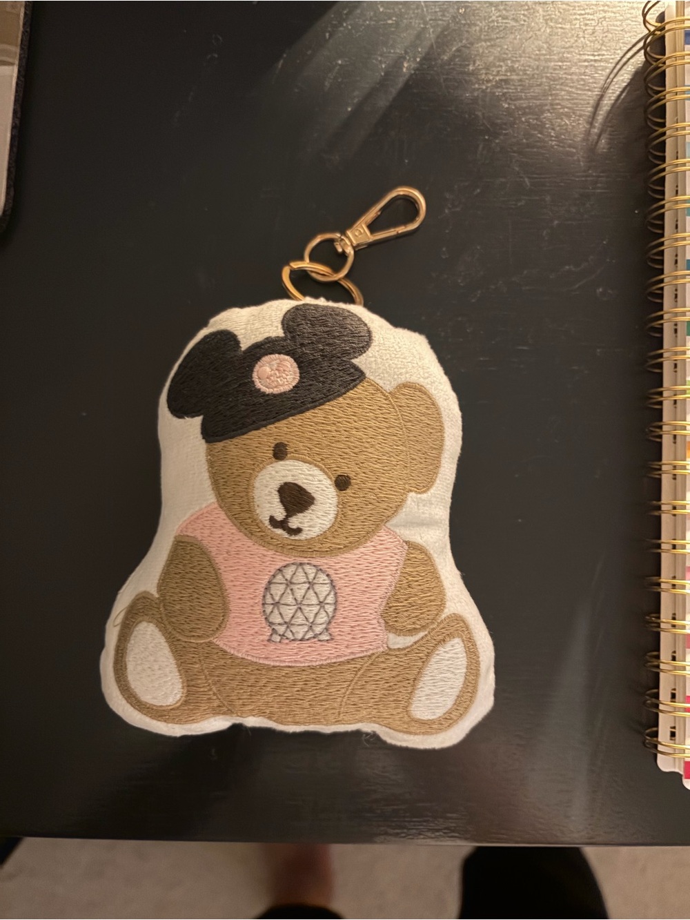 Disney .Plush Teddy Keychain Accessory - Pink & Brown
